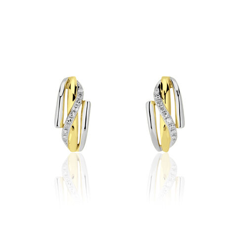 Boucles D'oreilles Puces Bodil Or Bicolore Diamant - Clous d'oreilles Femme | Marc Orian