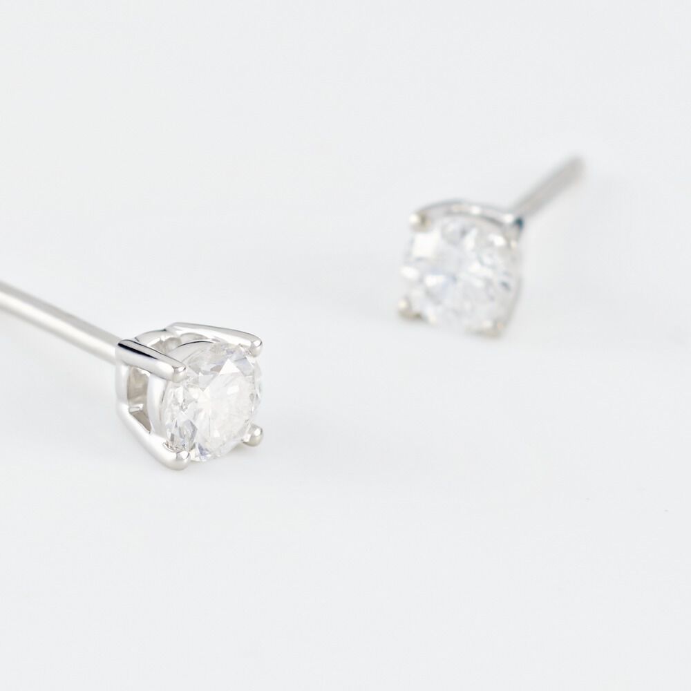 Boucles D'oreilles Puces Aphrodite Or Blanc Diamant - Puces Famille | Marc Orian