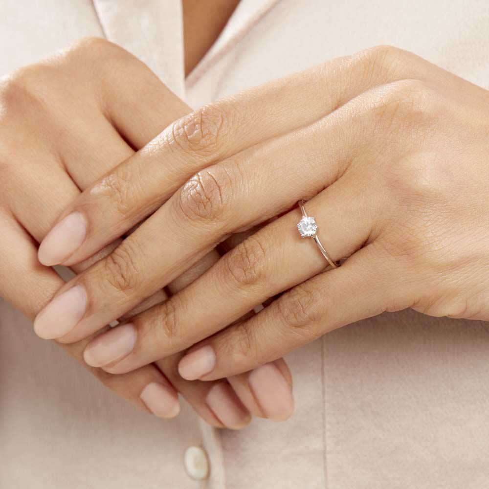 Bague Solitaire Lydia Argent Blanc Oxyde De Zirconium - Solitaires Femme | Marc Orian