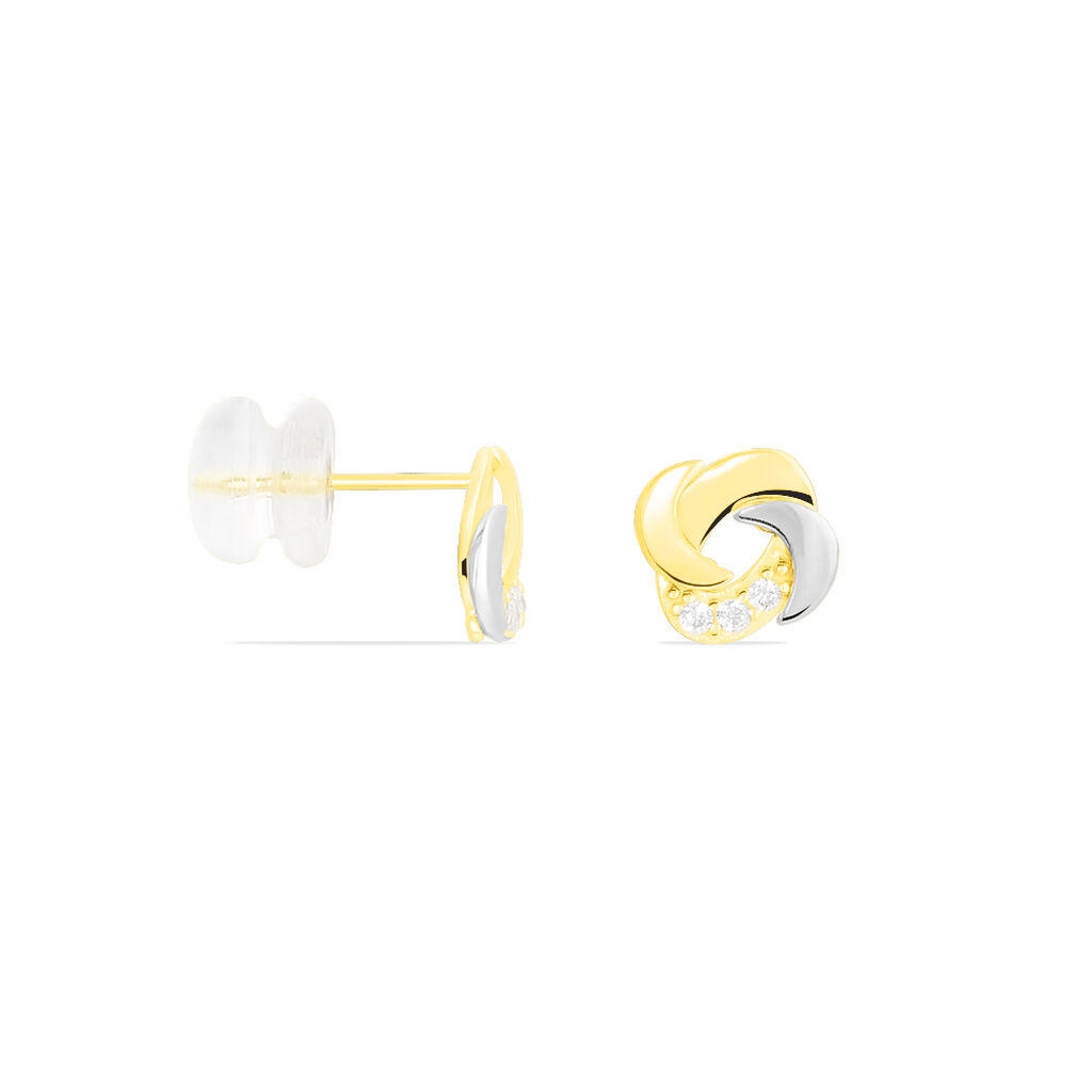 Boucles D'oreilles Puces Eleanor Fleur Or Jaune Oxyde De Zirconium - Clous d'oreilles Femme | Marc Orian