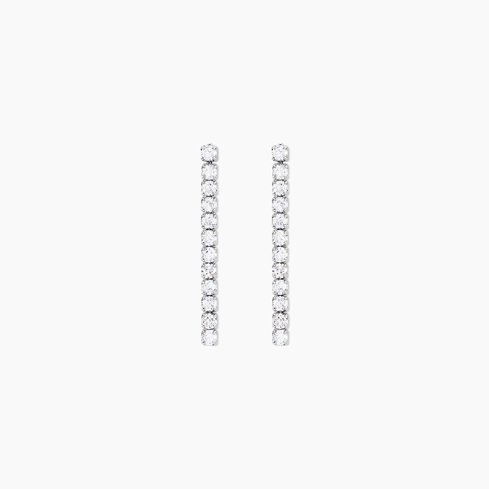 Boucles D'Oreilles Pendantes Lexane Argent Blanc Oxyde De Zirconium - Pendantes Femme | Marc Orian