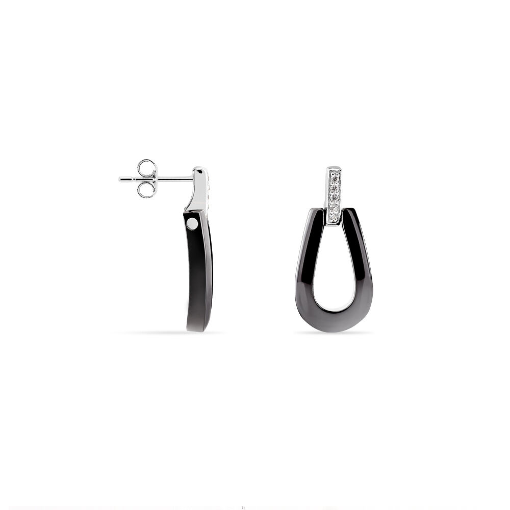 Boucles D'oreilles Pendantes Argent C&eacute;ramique Et Oxyde De Zirconium - Pendantes Femme | Marc Orian