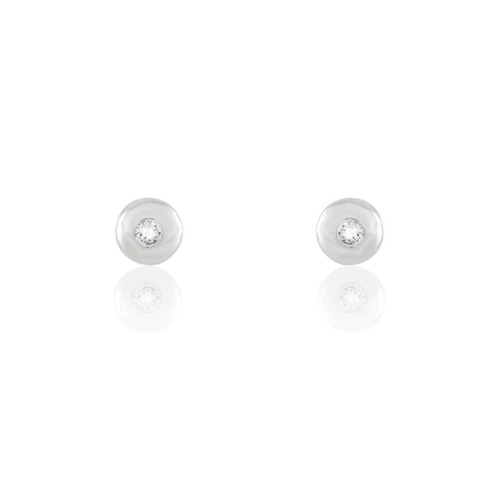 Boucles D'oreilles Puces Argent Blanc Oxyde De Zirconium - Puces Femme | Marc Orian
