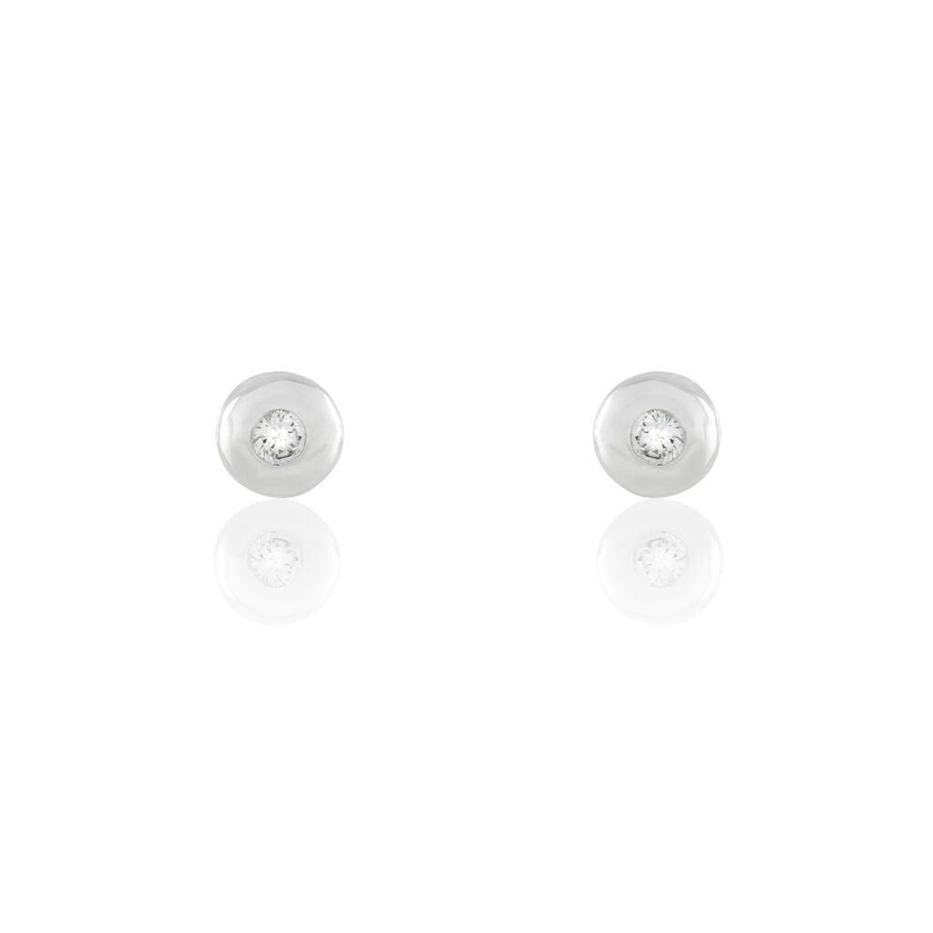 Boucles D'oreilles Puces Argent Blanc Oxyde De Zirconium - Puces Femme | Marc Orian