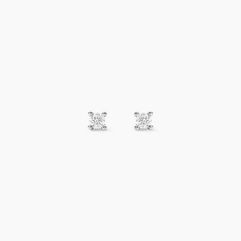 Boucles D'oreilles Puces Clavie Or Blanc Diamant - Puces Femme | Marc Orian