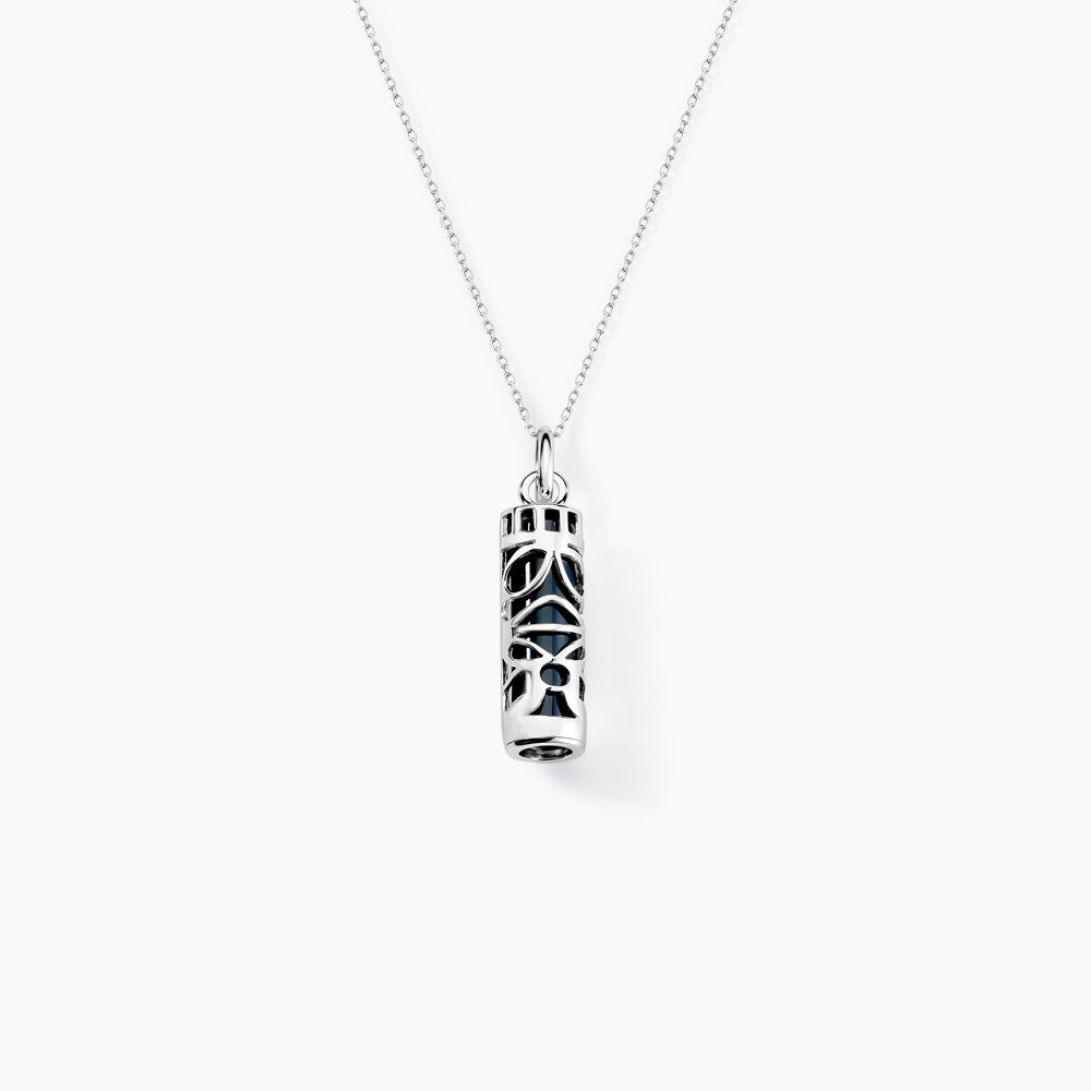 Pendentif Tiki Argent Blanc Onyx - Bijoux fantaisie Famille | Marc Orian