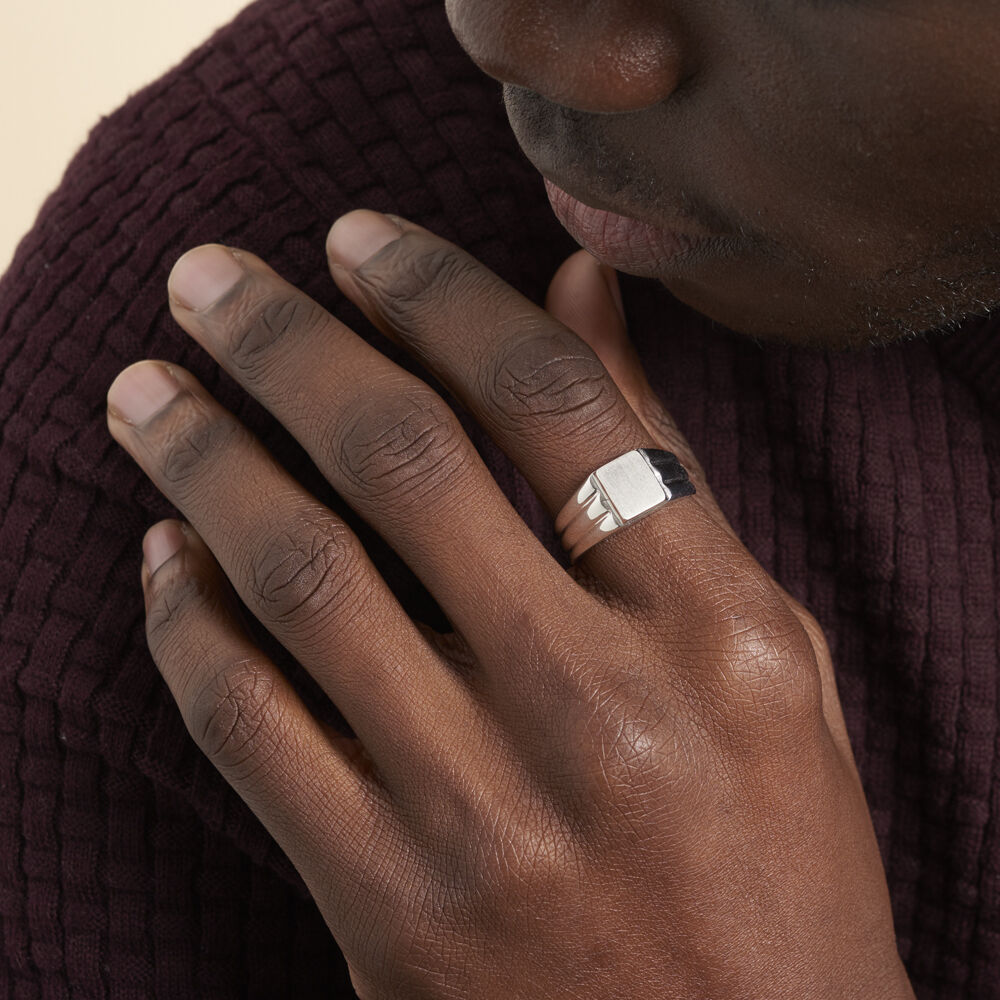 Chevalière Pierrik Argent Blanc - Bijoux personnalisés Homme | Marc Orian