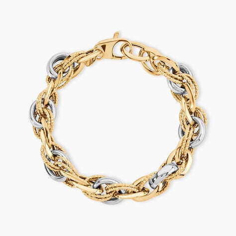 Bracelet Joice Maille Altern&eacute;e Et Godronne Or Bicolore - Bracelets mailles Femme | Marc Orian