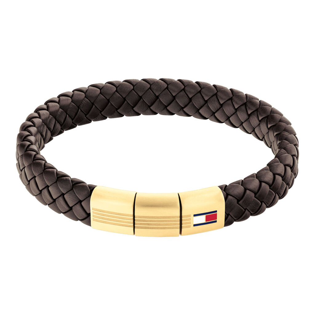Bracelet Tommy Hilfiger Round Braided Cuir De Veau Marron - Bracelets cuir Homme | Marc Orian