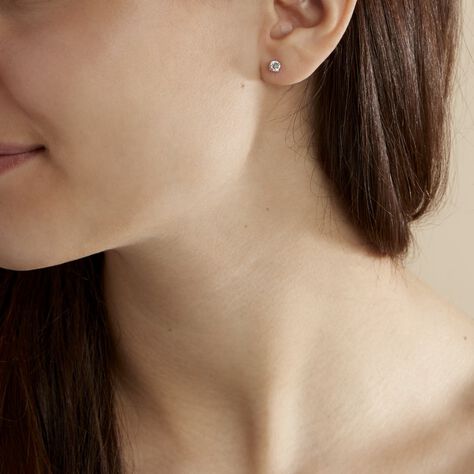 Boucles D'oreilles Puces 4 Griffes Or Blanc Diamant Synthetique - Clous d'oreilles Femme | Marc Orian