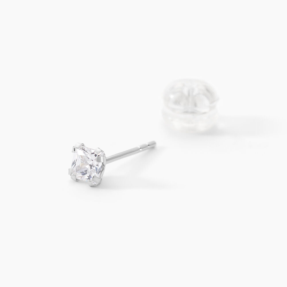 Boucles D'oreilles Puces Or Blanc Oxyde De Zirconium - Puces Famille | Marc Orian