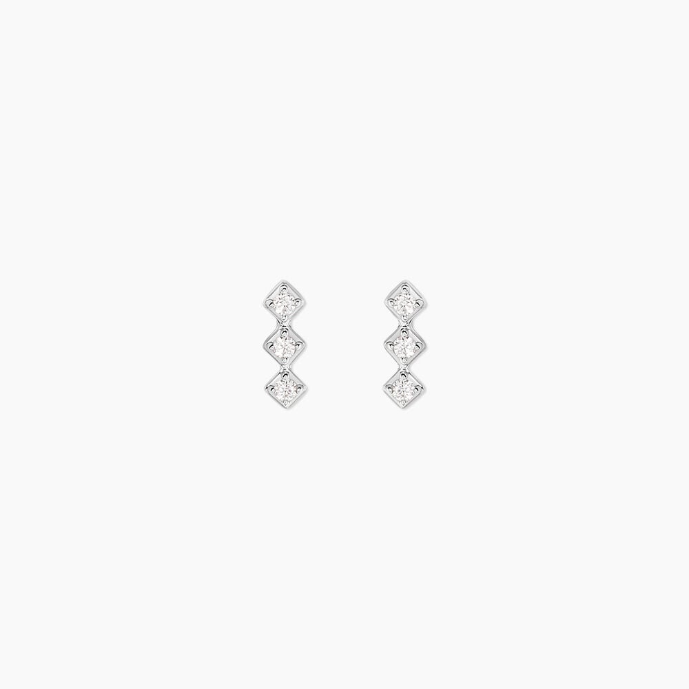 Boucles D'Oreilles Puces Sabia Argent Blanc Oxyde De Zirconium - Puces Femme | Marc Orian