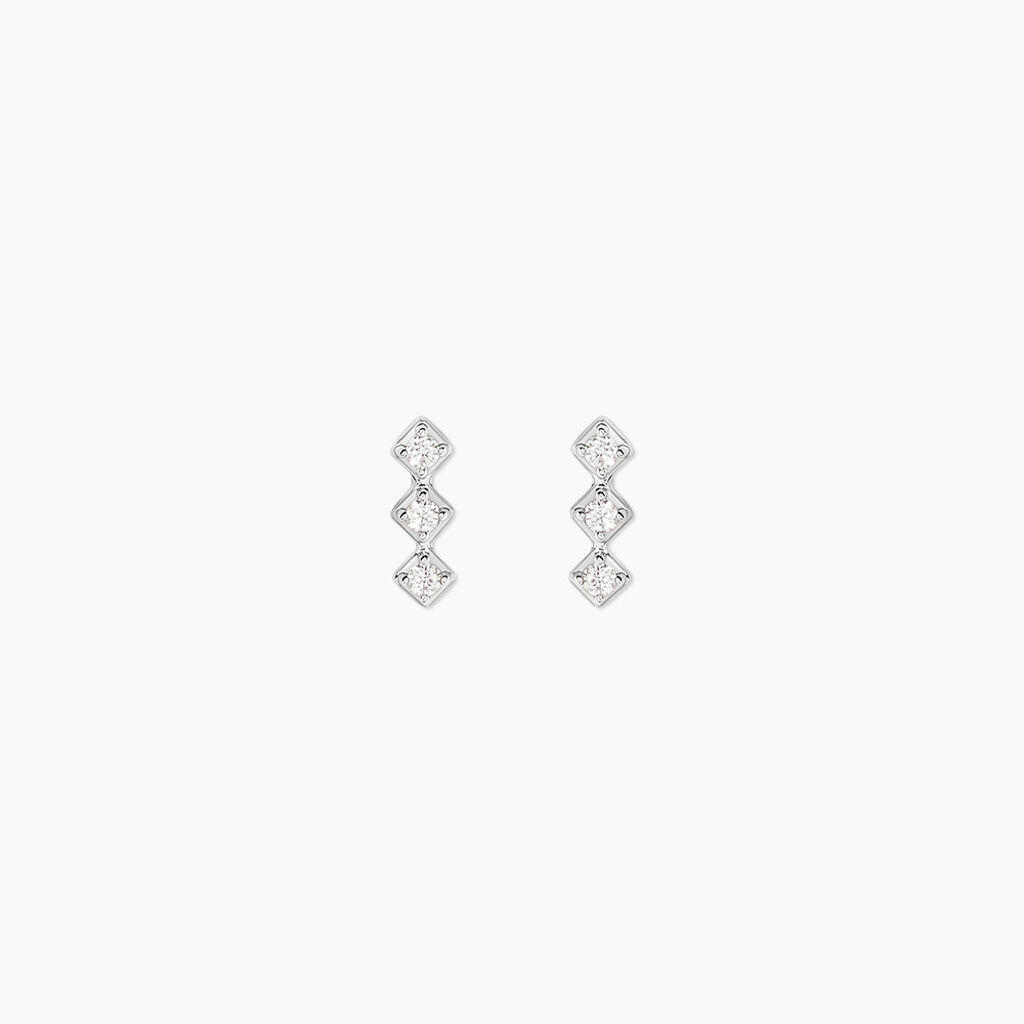 Boucles D'Oreilles Puces Sabia Argent Blanc Oxyde De Zirconium - Puces Femme | Marc Orian