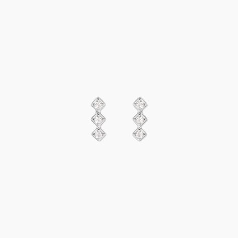 Boucles D'Oreilles Puces Sabia Argent Blanc Oxyde De Zirconium - Puces Femme | Marc Orian