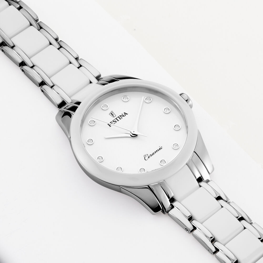 Montre femme online ceramique blanche