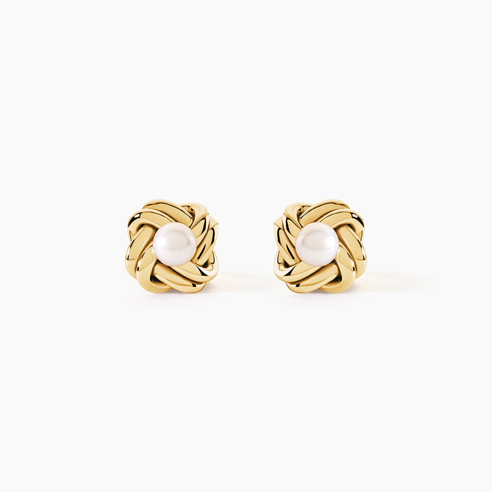 Boucles D'Oreilles Puces Clarine Argent Dor&eacute; A L'Or 750/1000 Perle De Culture - Puces Femme | Marc Orian
