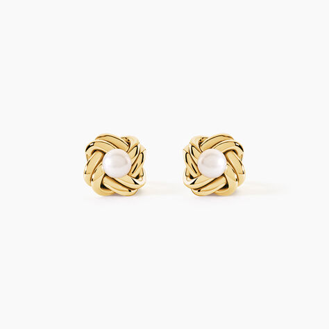 Boucles D'Oreilles Puces Clarine Argent Dor&eacute; A L'Or 750/1000 Perle De Culture - Puces Femme | Marc Orian