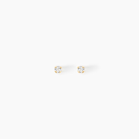 Boucles D'oreilles Puces Pepita Or Jaune Oxyde De Zirconium - Puces Famille | Marc Orian
