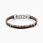 Bracelet Jourdan Cuir De Vache Noir Oeil De Tigre - Bracelets cuir Homme | Marc Orian