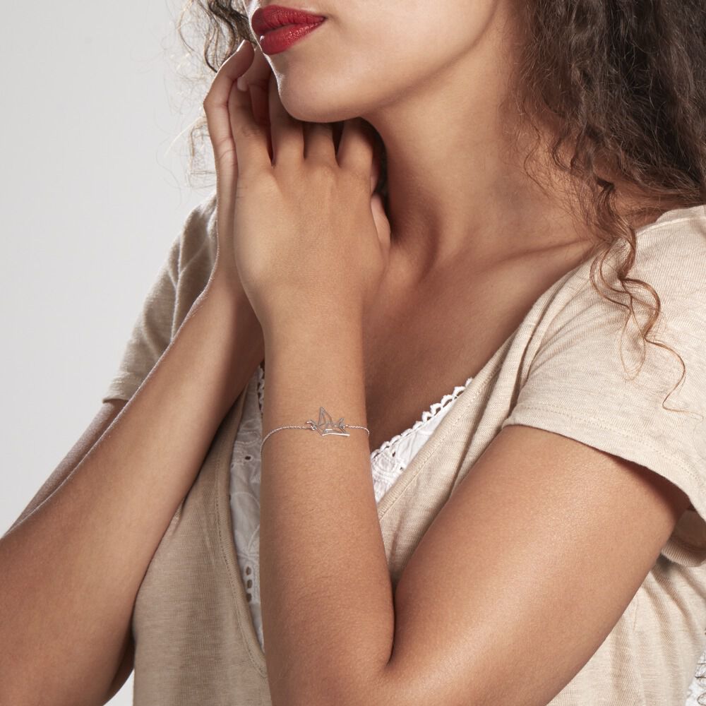 Bracelet Colombe Argent Blanc - Bracelets chaînes Femme | Marc Orian