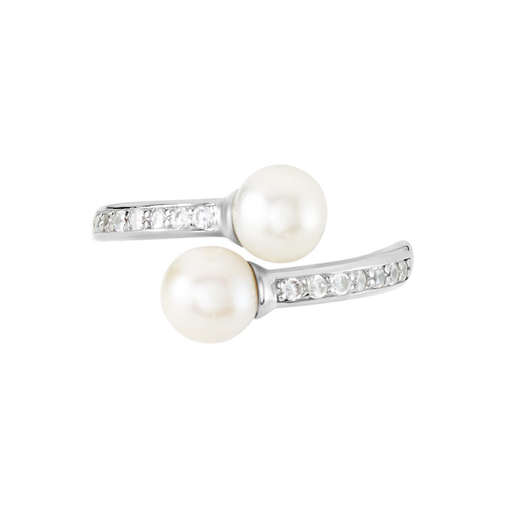 Bague Ajustable Argent Blanc Jeronimo Perle Oxydes De Zirconium - Bagues vintage Femme | Marc Orian
