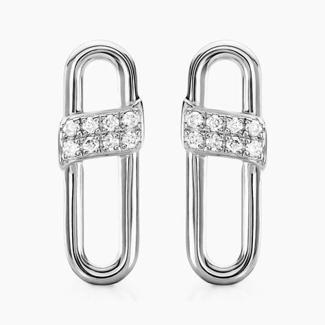 Boucles D'oreilles Puces Olimpia Argent Blanc Diamant Synth&eacute;tique - Puces Femme | Marc Orian