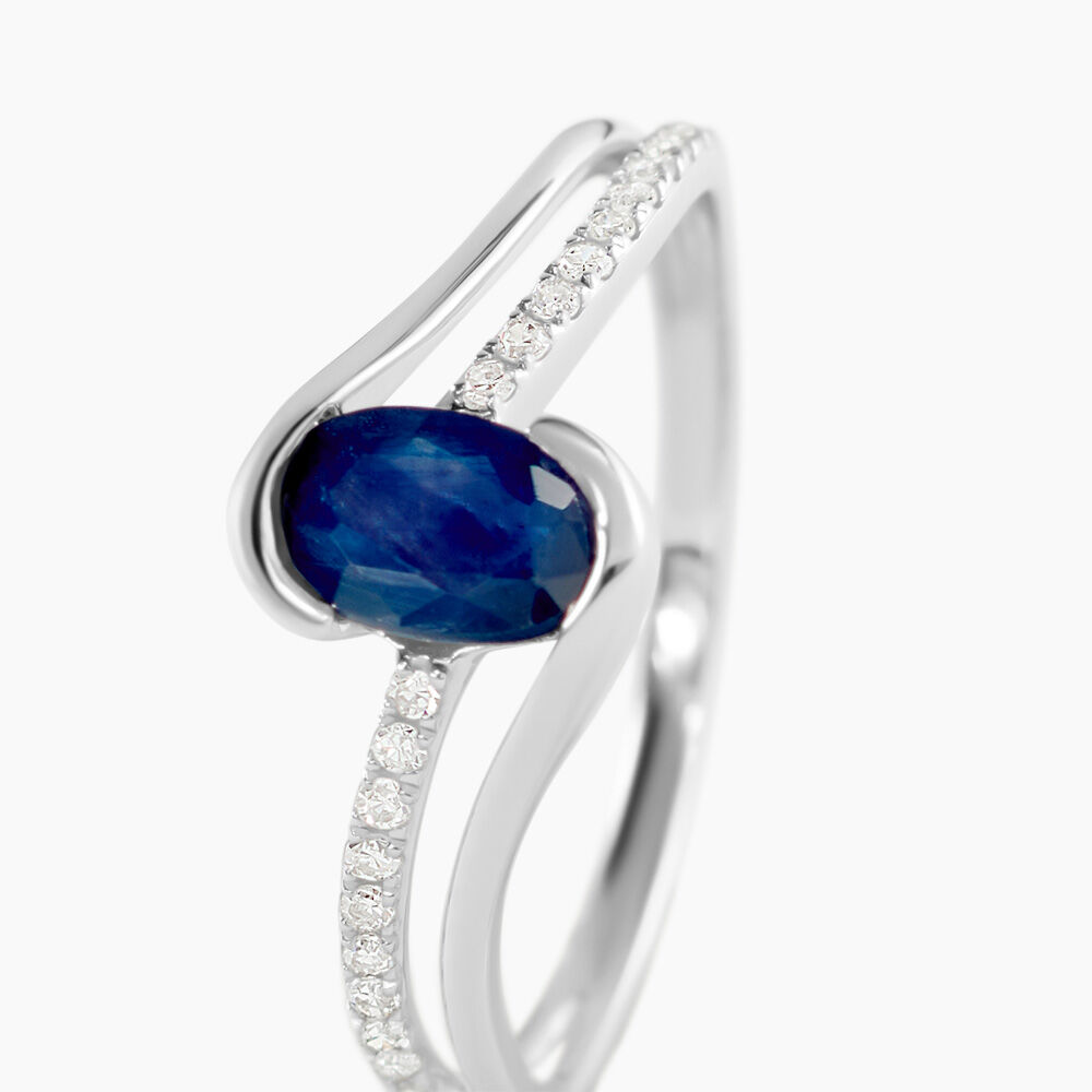 Bague Anja Or Blanc Saphir Et Diamant - Solitaires Femme | Marc Orian