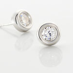 Boucles D'oreilles Puces Eden Serti Pneu Or Blanc Oxyde De Zirconium - Puces Femme | Marc Orian