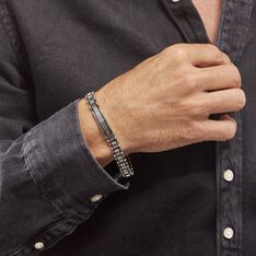 Bracelet Identite Acier Blanc Et Noir Blas - Bracelets chaînes Homme | Marc Orian