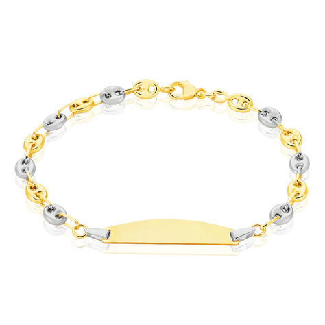 Bracelet Identité Evin Maille Grain De Cafe Or Bicolore - Gourmettes Enfant | Marc Orian