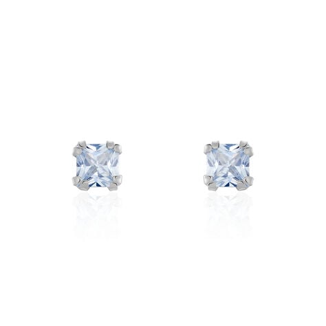 Boucles D'oreilles Puces Doreen Carre Or Blanc Oxyde De Zirconium - Puces Femme | Marc Orian