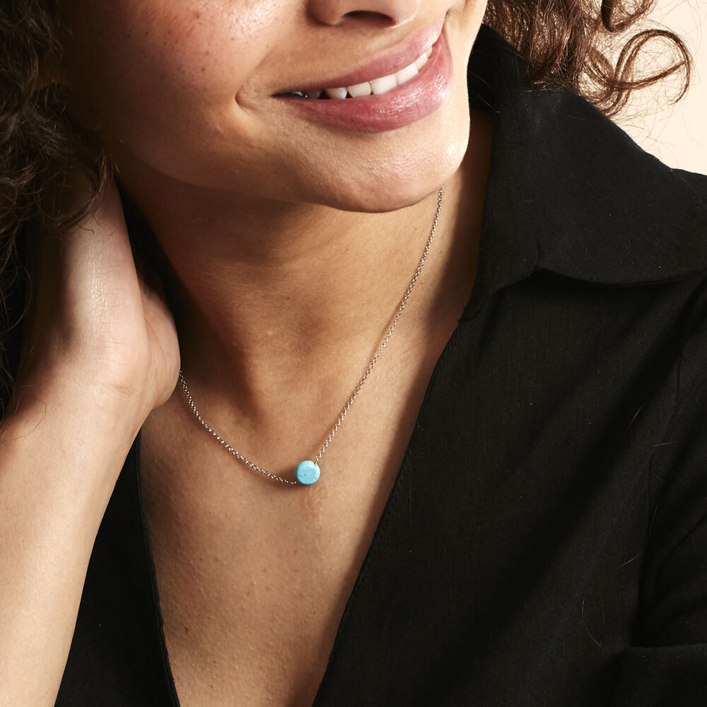 Collier Graziana Argent Blanc Turquoise - Colliers avec pierres Femme | Marc Orian