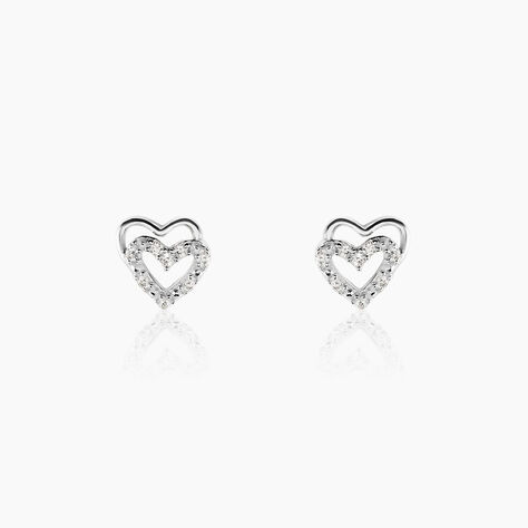 Boucles D'oreilles Puces Aoki Argent Blanc Oxyde De Zirconium - Puces Femme | Marc Orian