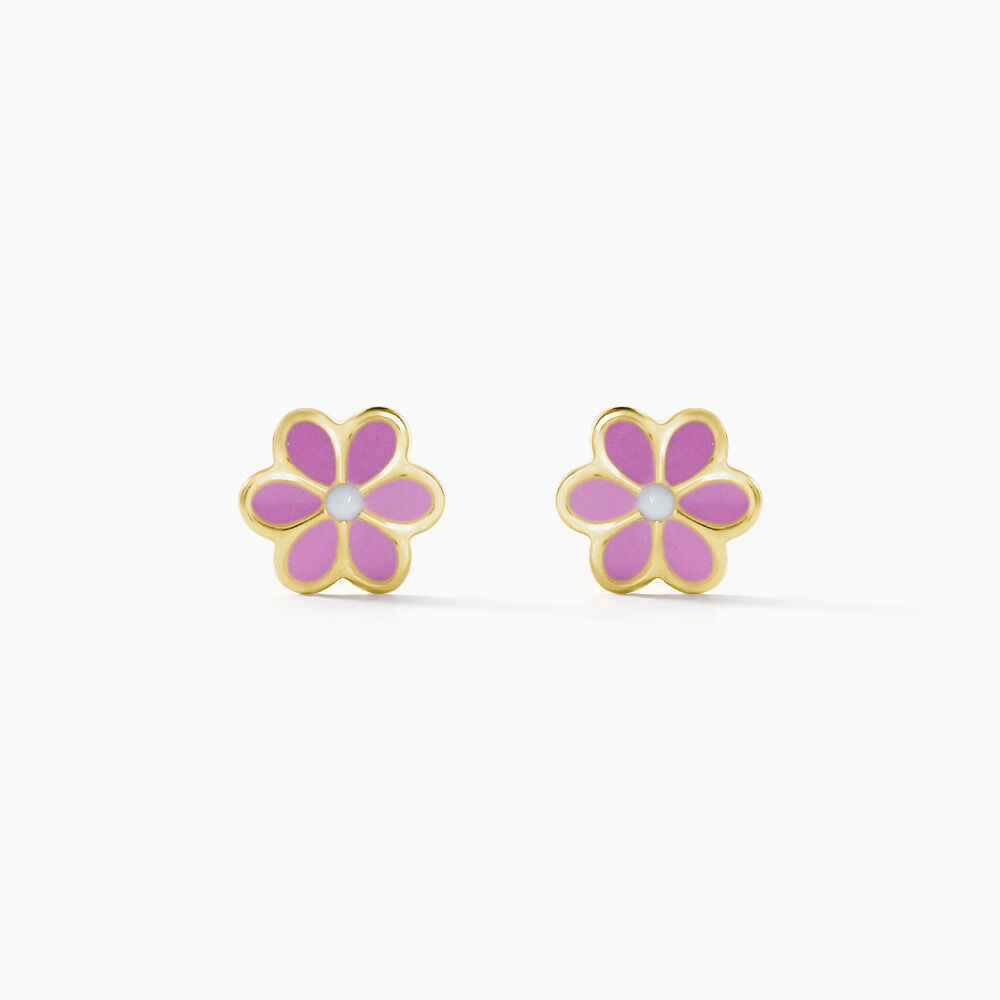 Boucles D'oreilles Puces Or Jaune Talia Email - Puces Enfant | Marc Orian