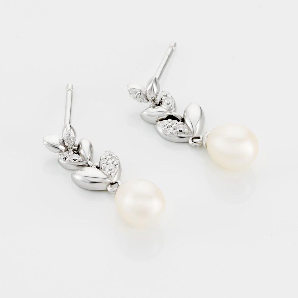 Boucles D'oreilles Pendantes Giambattista Argent Blanc Perle Et Oxyde - Pendantes Femme | Marc Orian