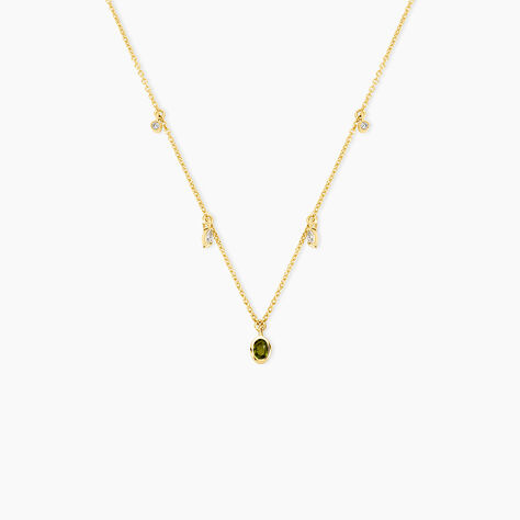 Collier Poem Argent Jaune P&eacute;ridot Oxyde De Zirconium - Colliers avec pierres Femme | Marc Orian