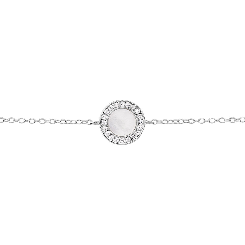 Bracelet Nawala Argent Blanc Oxyde De Zirconium Et Nacre - Bracelets Medailles Femme | Marc Orian