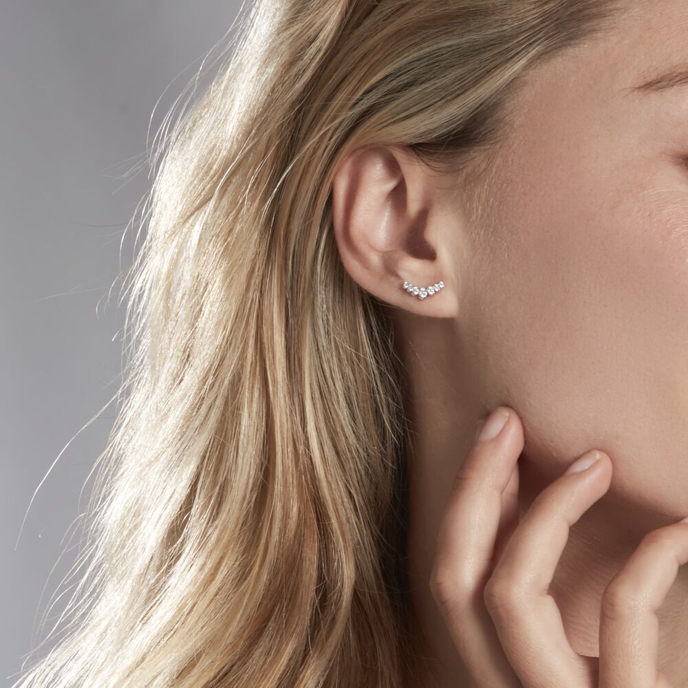 Boucles D'oreilles Puces Zuina Argent Blanc Oxyde De Zirconium - Puces Femme | Marc Orian