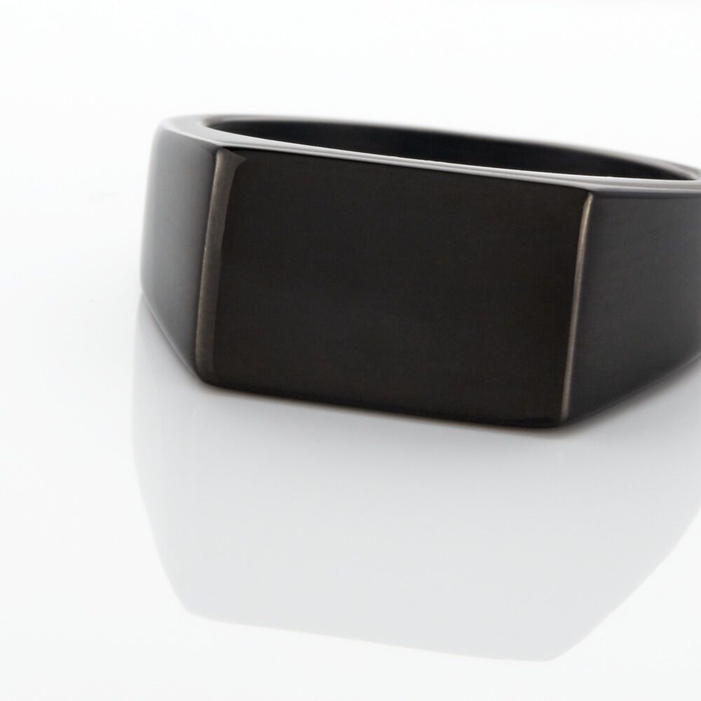 Chevalière Acier Noir Luciano - Bijoux fantaisie Homme | Marc Orian