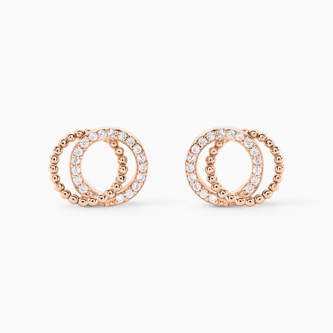 Boucles D'oreilles Puces Janne Argent Rose Oxyde De Zirconium - Puces Femme | Marc Orian