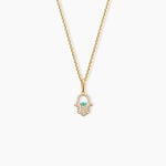 Pendentif Fatima Argent Dor&eacute; A L'Or 750/1000 Oxyde De Zirconium - Bijoux fantaisie Femme | Marc Orian