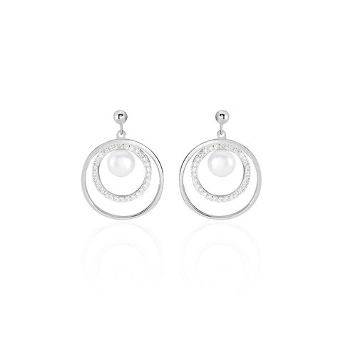 Boucles D'oreilles Pendantes Oksana Argent  Perle De Culture Et Oxyde - Pendantes Femme | Marc Orian