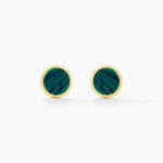 Boucles D'oreilles Puces Athena Acier Dor&eacute; Malachite - Puces Femme | Marc Orian