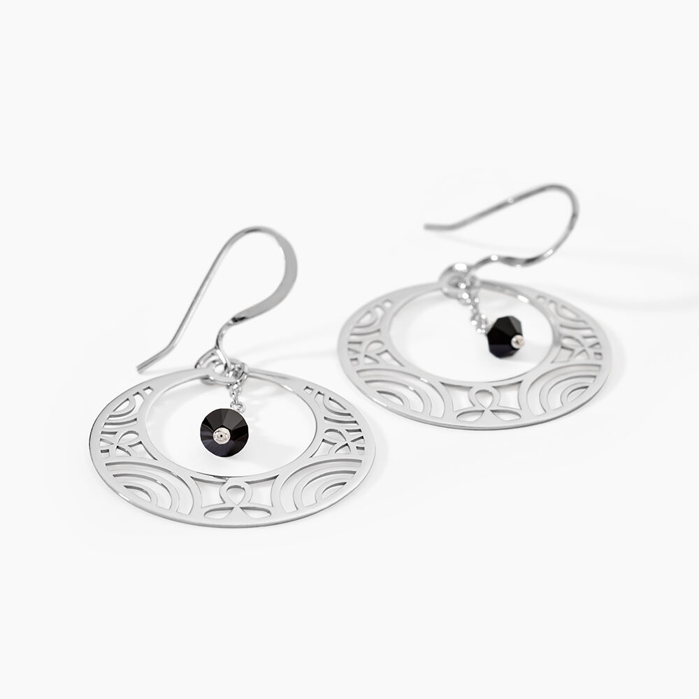 Boucles D'oreilles Pendantes Kayra Argent Blanc Pierre De Synthese - Boucles d'oreilles pampille Femme | Marc Orian