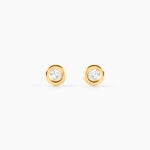 Boucles D'oreilles Puces Eden Serti Pneu Or Jaune Oxyde De Zirconium - Puces Femme | Marc Orian