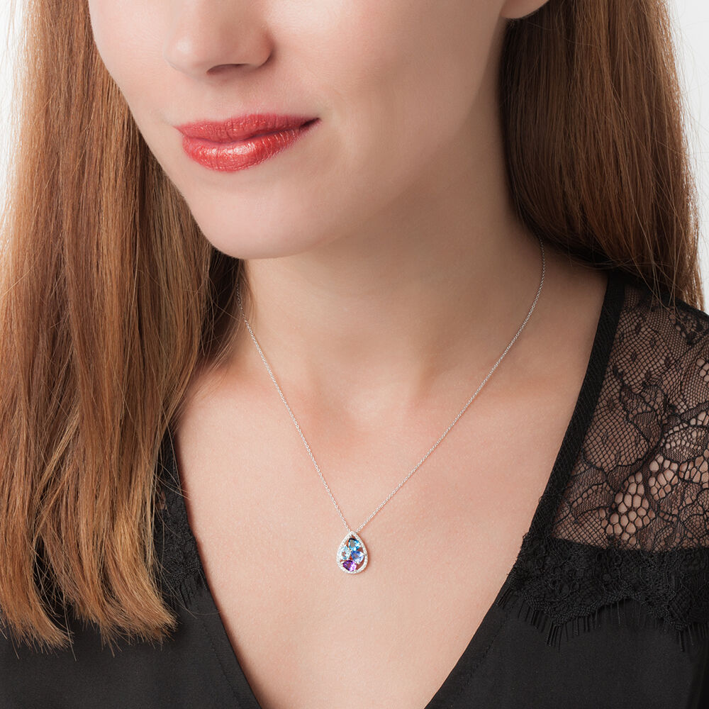 Collier Or Blanc Topaze Et Saphir - Colliers avec pierres Femme | Marc Orian