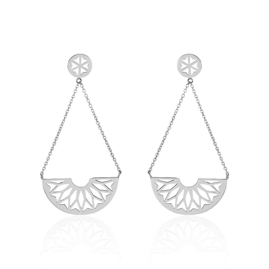 Boucles D'oreilles Pendantes Auxane Acier Blanc - Pendantes Femme | Marc Orian