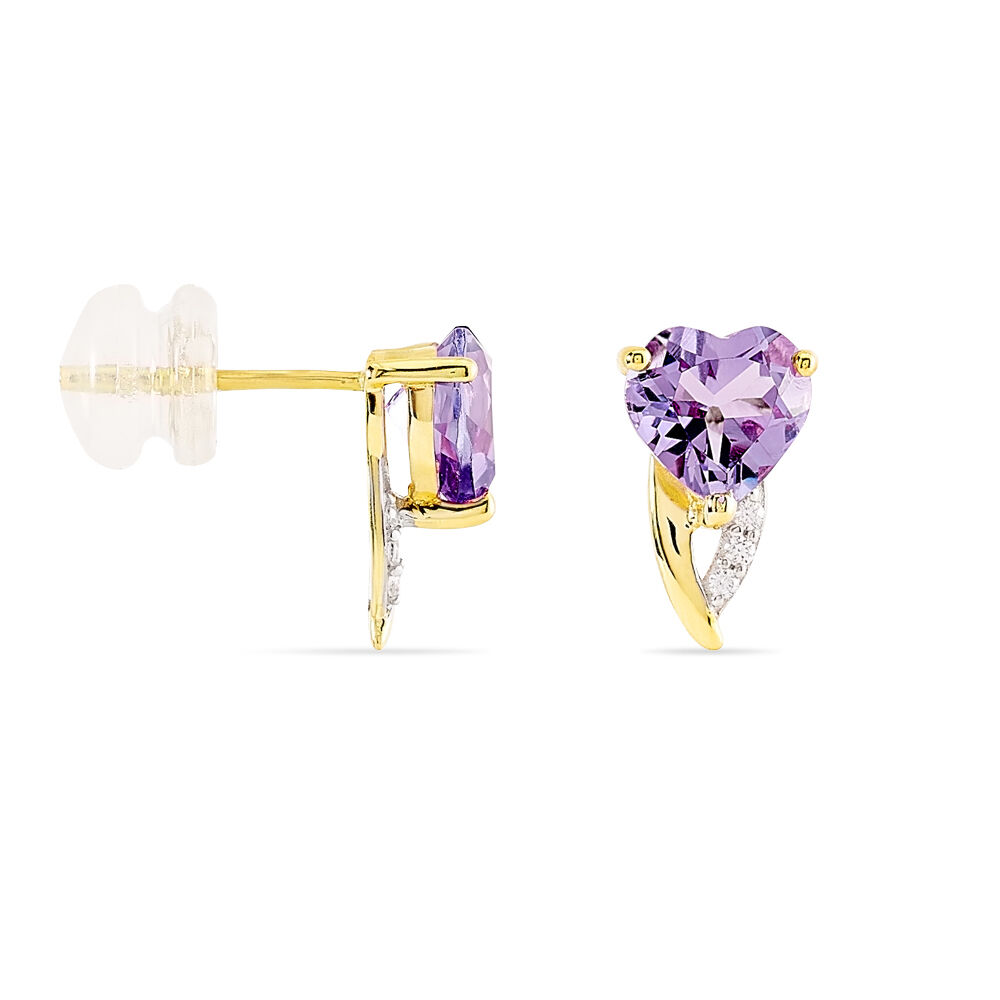 Boucles D'oreilles Puces Bertille Or Jaune Amethyste Et Oxyde - Puces Femme | Marc Orian
