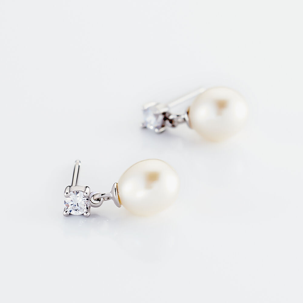 Boucles D'oreilles Pendantes Dolores Argent  Perle De Culture Et Oxyde - Pendantes Femme | Marc Orian