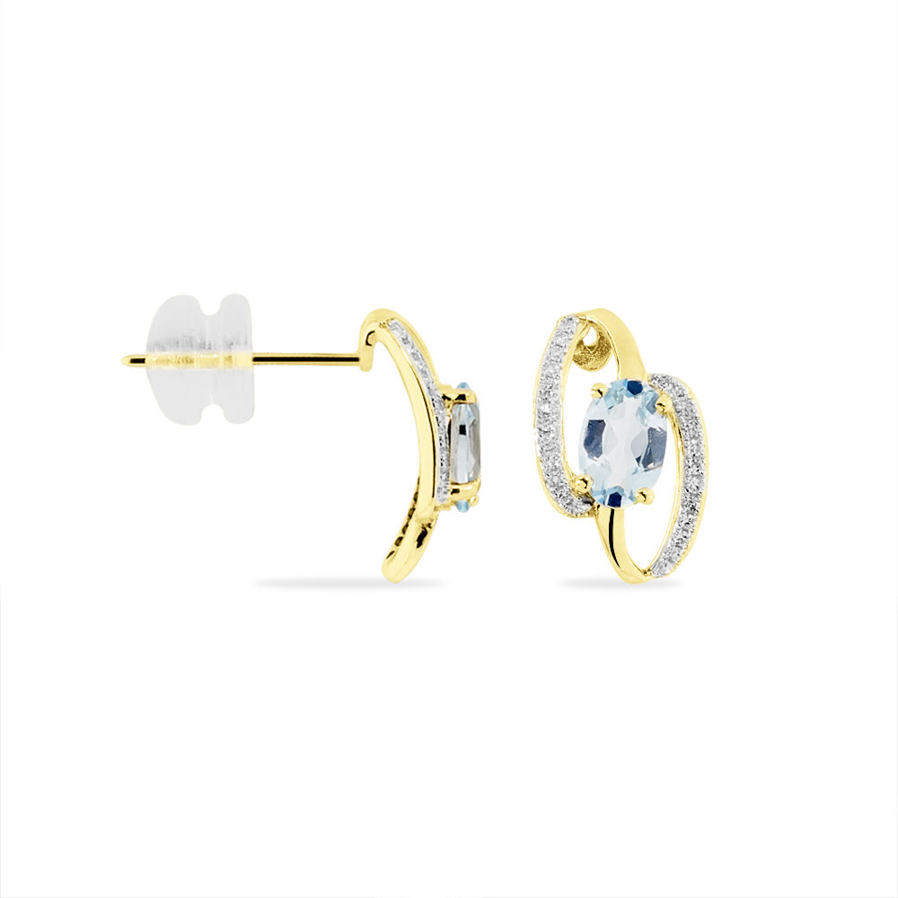 Boucles D'oreilles Puces Or Jaune Topaze Et Diamant - Puces Femme | Marc Orian